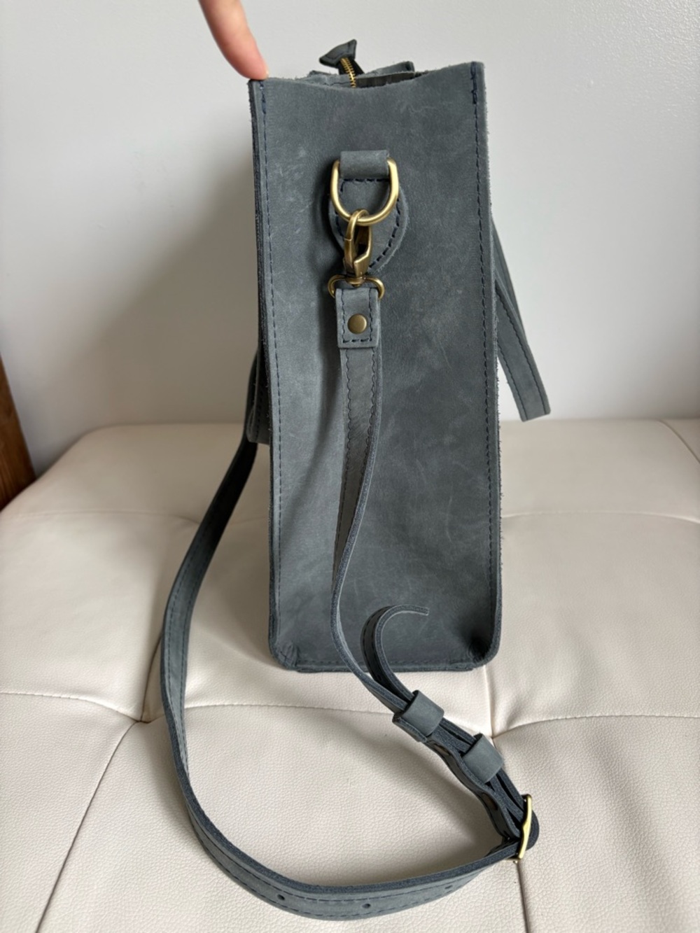 Slate Blue Portland Leather Bag - Picture 4 of 12